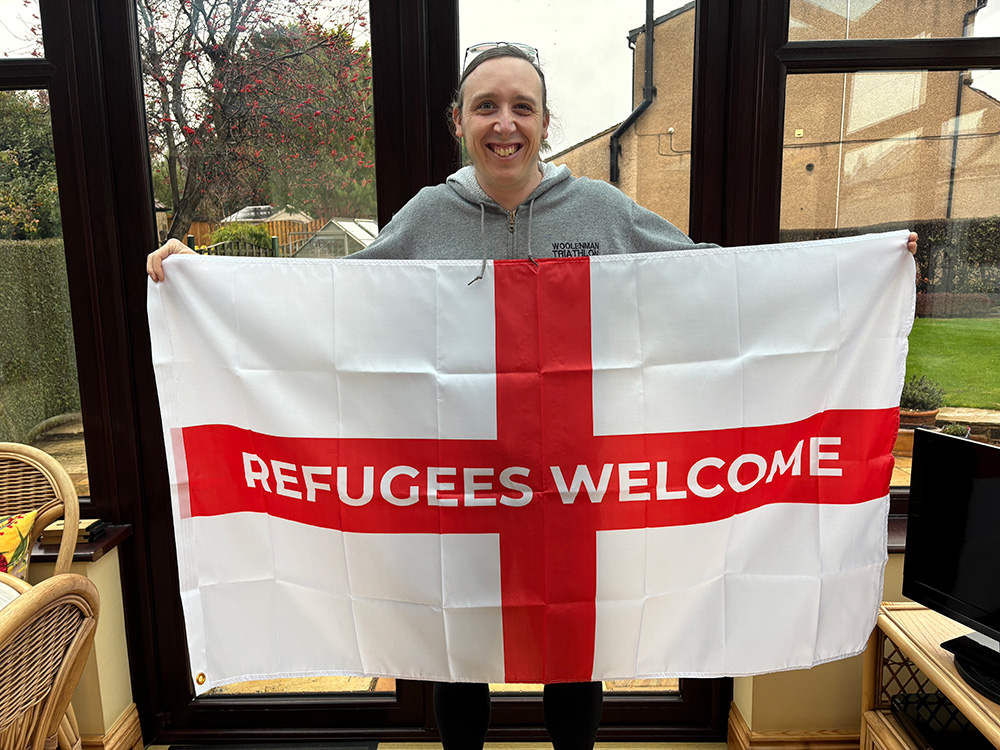 Refugees welcome flag